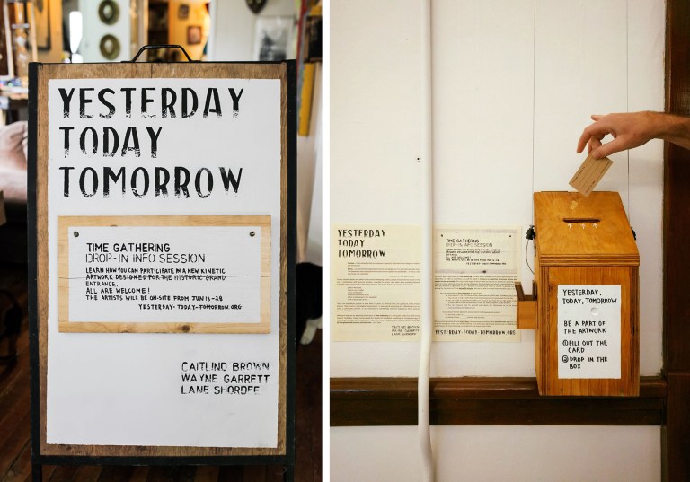 time gathering box and sign